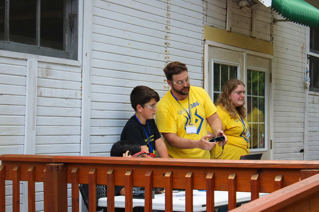Students working on robotics challenge