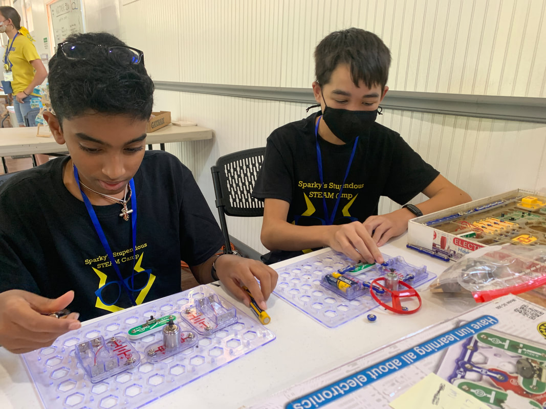 Campers testing a Harry Potter wand project